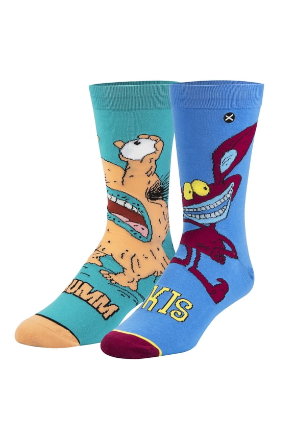 – Aaahh!!! Real Monsters Krumm & Ickis Character Novelty Crew Socks – Size Medium – Men’s