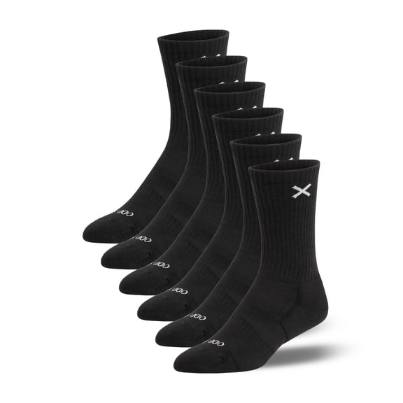 ODD SOX Basix Men’s Crew Socks – Black 6-Pack | Durable Comfort, High-Performance Cotton Blend at