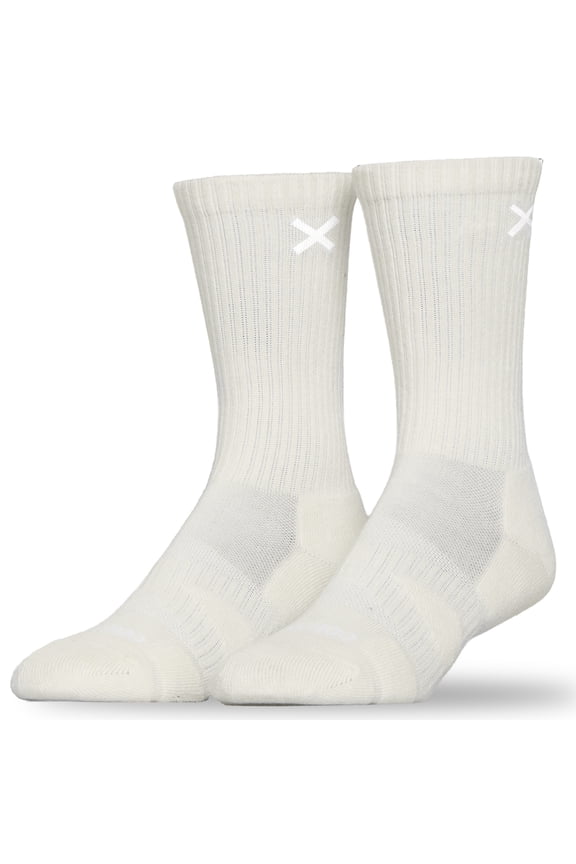 – Basix Tonal Off White Crew Socks – Medium – Athletic Cotton Blend Everyday Comfort Socks