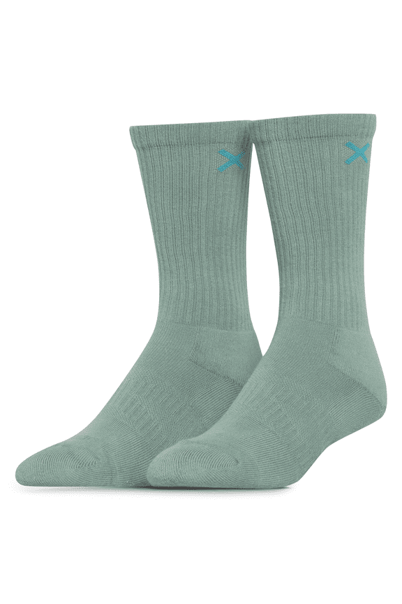 – Basix Tonal Sea Green Crew Socks – Large – Soft Cotton Blend Athletic Everyday Socks for