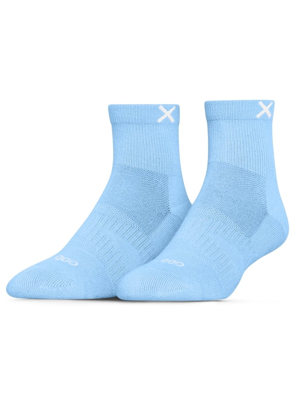 – Basix Tonal Sky Blue Quarter Socks – Medium – Athletic Cotton Blend Everyday Comfort Socks