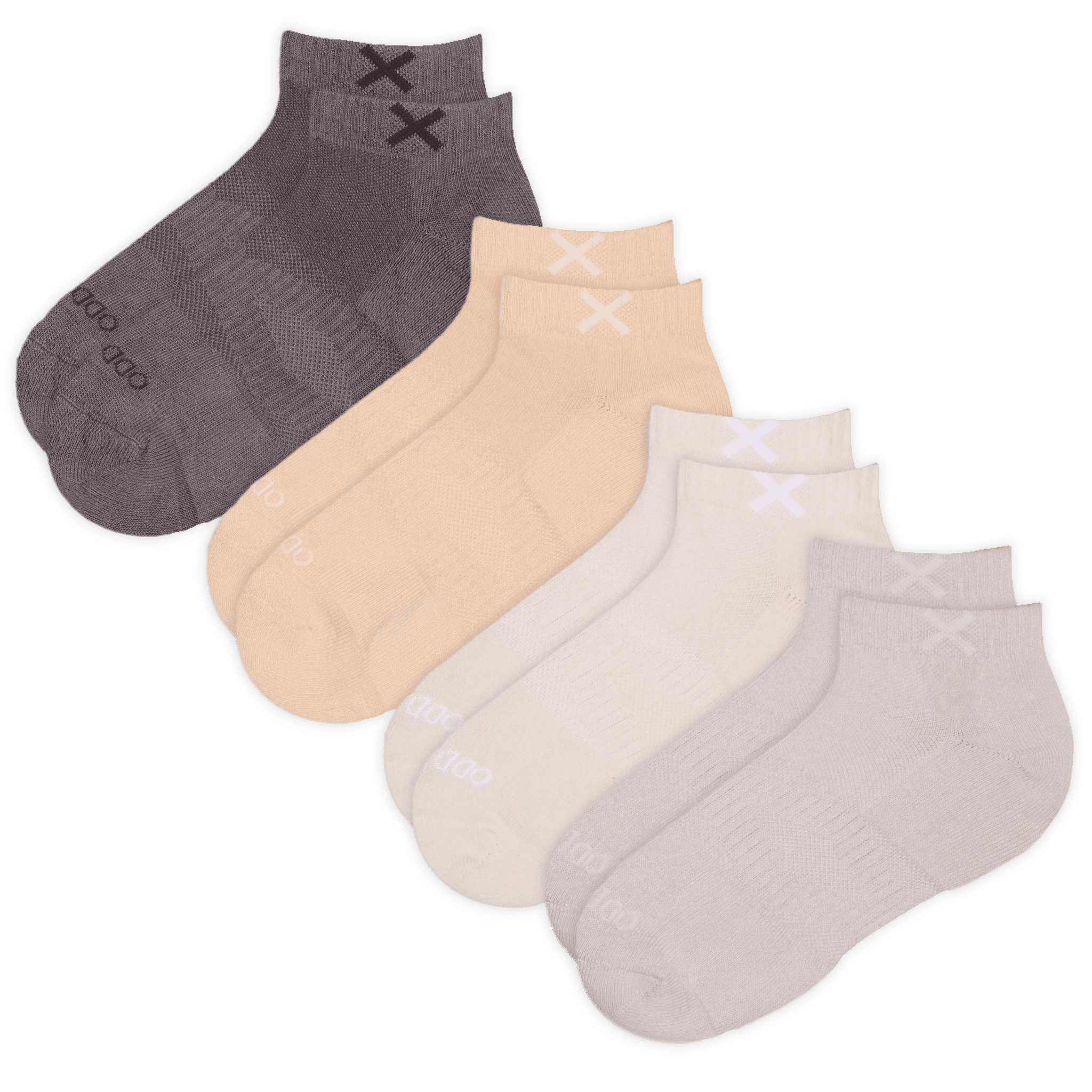 ODD SOX – Basix Tonal Neutral 4-Pack Ankle Socks – Large – Soft Cotton Blend Athletic Everyday Value
