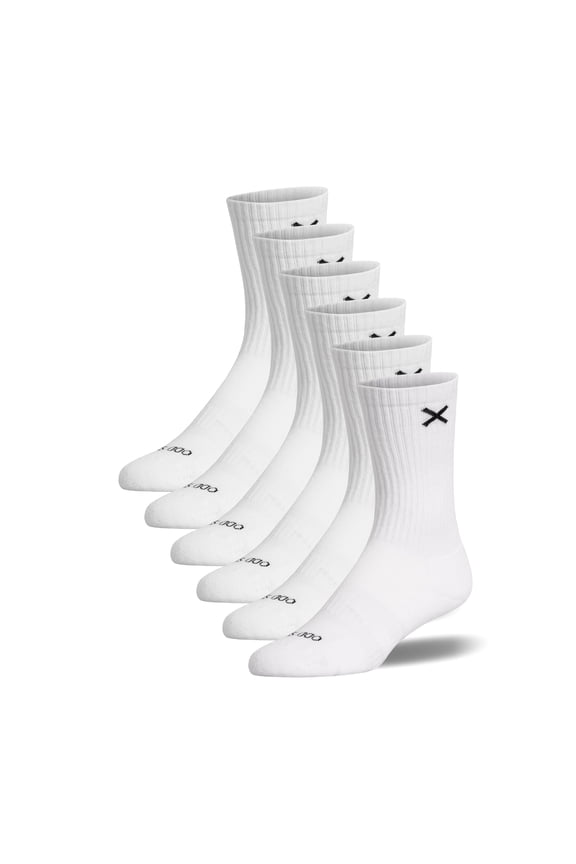Basix Women’s Crew Socks – White 6-Pack | Soft, Supportive, Everyday Basics with Premium