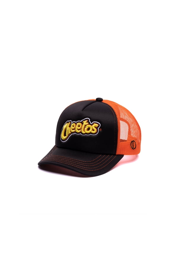 Cheetos Black Trucker Hat Classic Snack Mesh Snapback Cap for Men & Women Retro Food