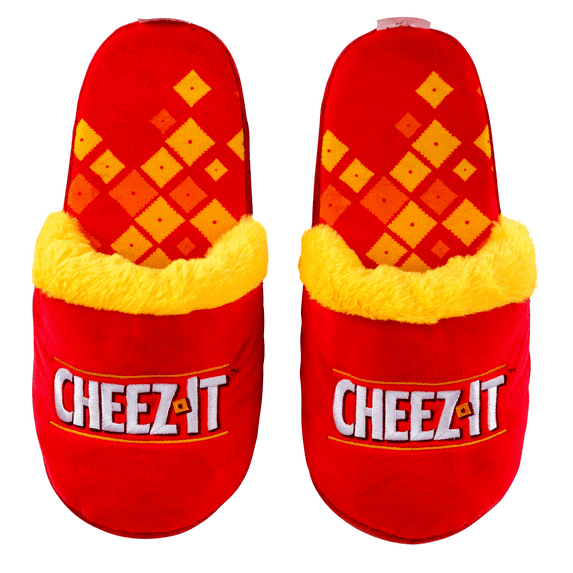 ODD SOX, Cheez It, Fun Indoor Novelty Slippers, Fuzzy Cozy, Large