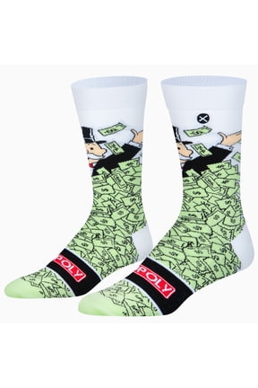 Monopoly Windfall Cartoon Retro Crew Socks, Size Medium