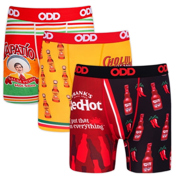 ODD SOX – Hot Sauce Boxer Briefs 3 Pack Bundle – Tapatío Cholula Frank’s RedHot – Men’s 2X-Large