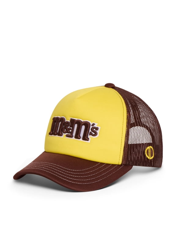– M&M’S Trucker Hat – Classic Mesh Snapback Cap – Officially Licensed Candy Logo –