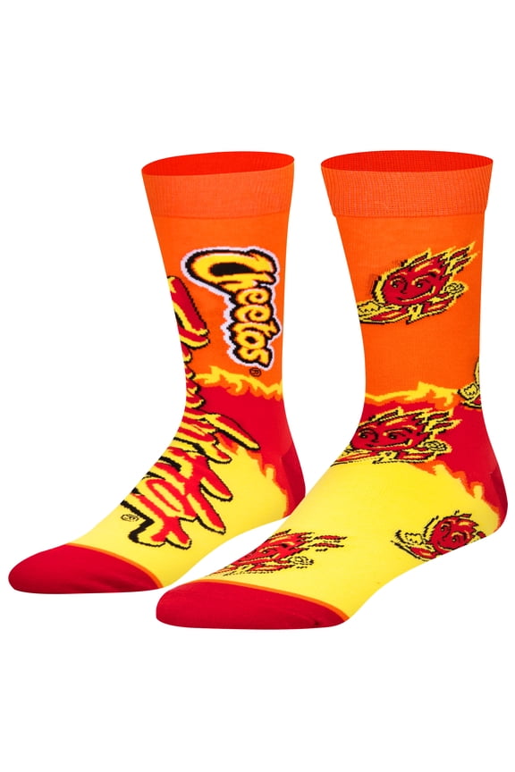 Cheetos Flamin' Hot Flame Character Crew Socks – Spicy Orange Snack Graphic | Officially