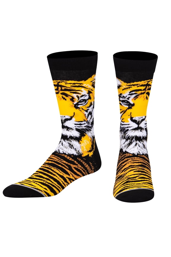 – Tiger Face Animal Novelty Crew Socks – Unisex Size Large – Comfy Cotton Blend – Wild