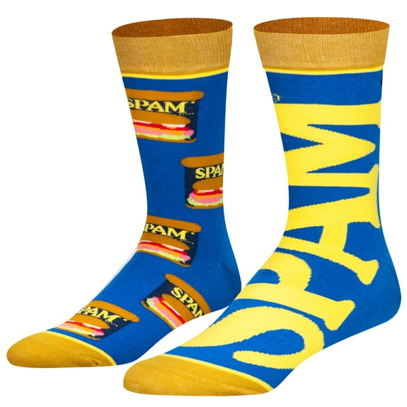 ODD SOX, Men's Funny Designer Novelty Food Snacks Socks, Spam Crew, Large Adult
