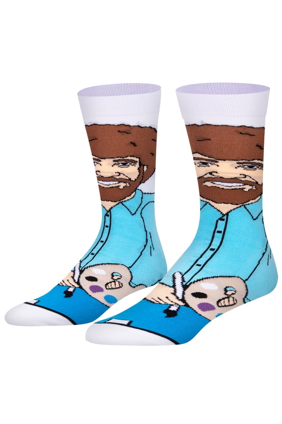 , Men's Funny Designer Novelty Icons Socks, Bob Ross Crew, Large Adult