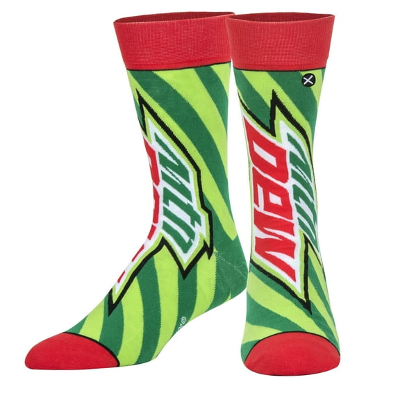 ODD SOX Mountain Dew It Crew Socks for Men Funny Novelty Drink Socks Size Large Soft Cotton Blend