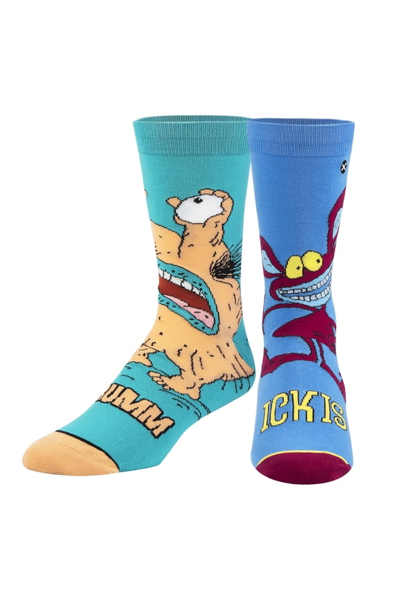 Nickelodeon Aaahh Real Monsters Krumm & Ickis Crew Socks Large Unisex 90s Cartoon