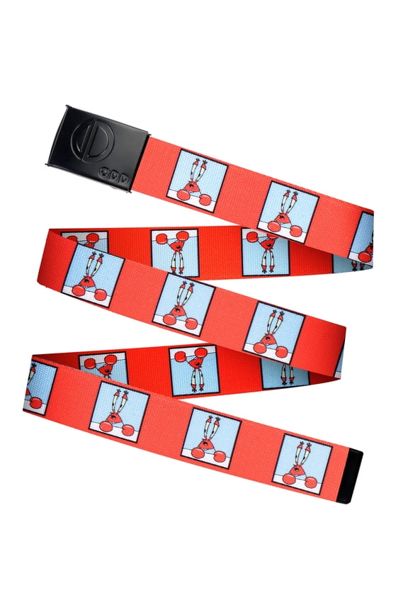 , Nickelodeon Cartoon Belt, Confused Mr Krabs, 1.5" Inch Nylon Web, Adult Size