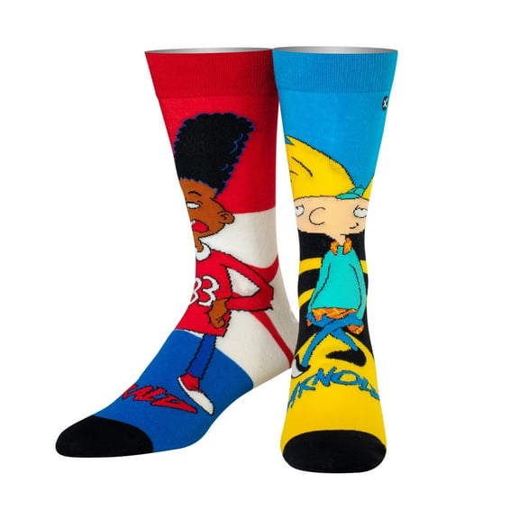 ODD SOX, Nickelodeon Crew Socks, Hey Arnold, Novelty Cartoon Prints, Large Silly
