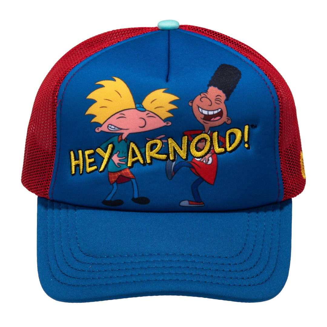 ODD SOX - Hey Arnold! Trucker Hat – Blue & Red Snapback Cap – Mesh Back – One Size Adjustable