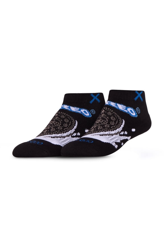 Novelty Basix Oreo Black Athletic Ankle Socks – Licensed Novelty Cushioned Cotton Blend with