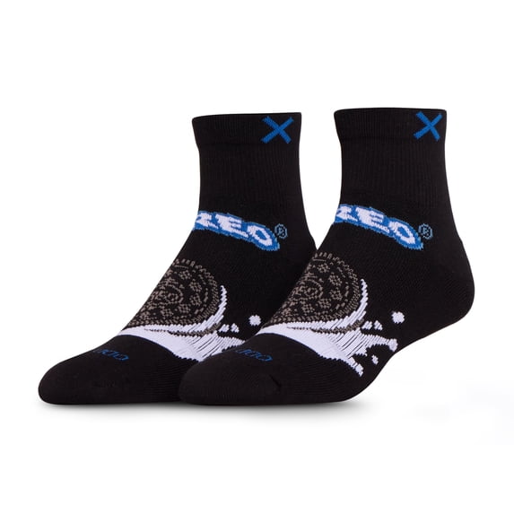 ODD SOX Novelty Basix Oreo Black Athletic Quarter Socks – Licensed Novelty Cushioned Cotton Blend