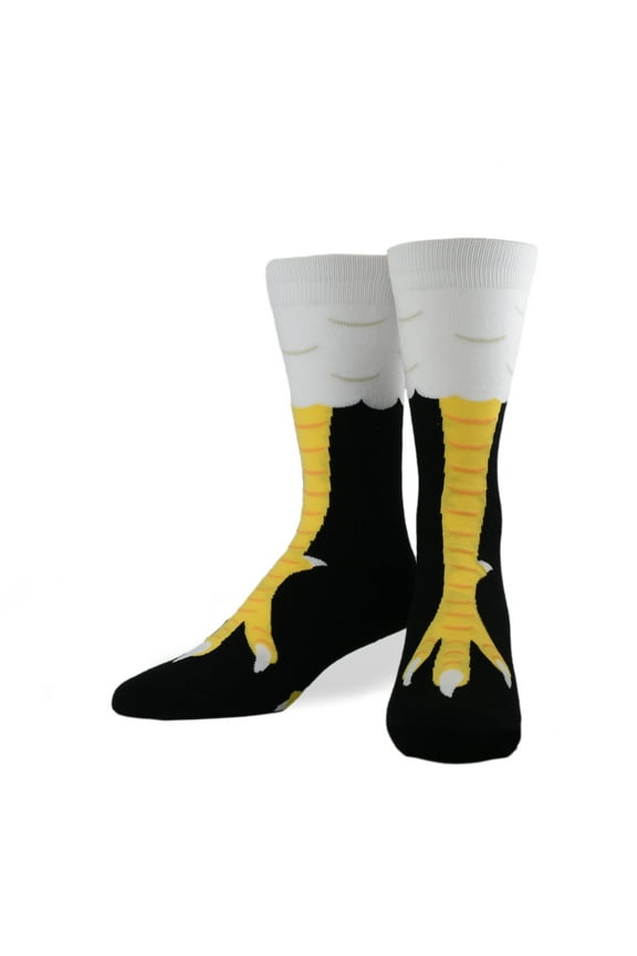 Novelty Crew Socks Men's Women's, Chicken Feet, Graphic Print, Large