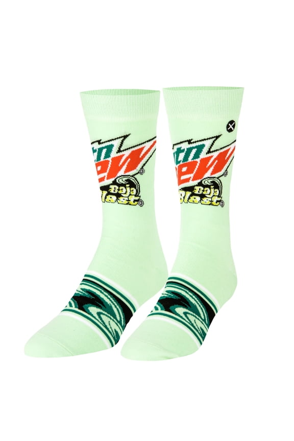– Mountain Dew Baja Blast – Novelty Crew Socks – Size Large – Men's 8–12 / Women's 9.5–13.5