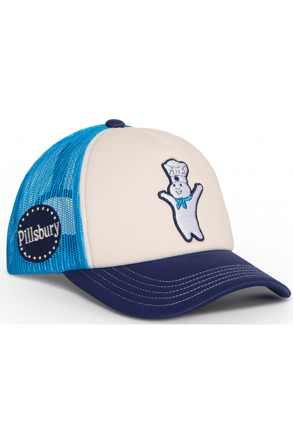 – Pillsbury Trucker Hat – Classic Mesh Snapback Cap – Officially Licensed Doughboy Logo –