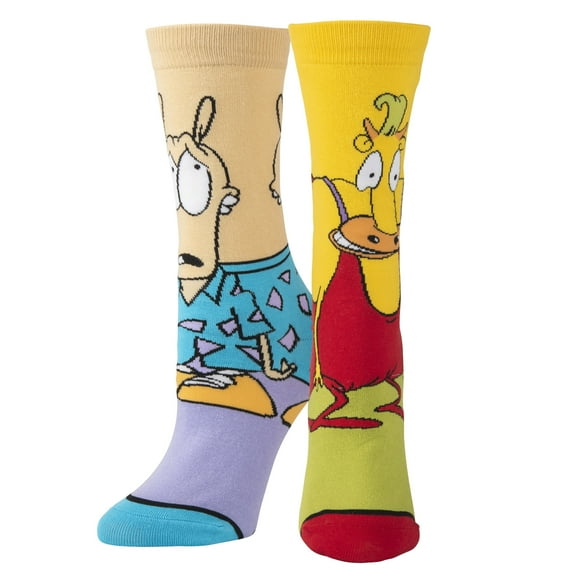 ODD SOX– Rocko & Heffer Nickelodeon Crew Socks – Officially Licensed ’90s Cartoon Socks for Men &