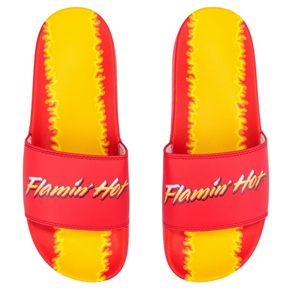 ODD SOX – Flamin’ Hot Cheetos Slide Slippers – Soft Slip-On Sandals – Large Size for Men & Women –