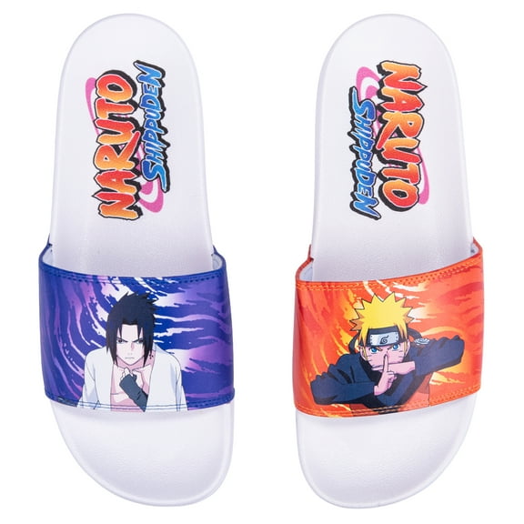 ODD SOX Naruto Shippuden Slides, Naruto & Sasuke Graphic, Officially Licensed Anime Slip-On Sandals