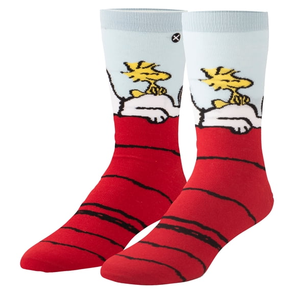 ODD SOX Snoopy & Woodstock Peanuts Charlie Brown Crew Socks, Size Large