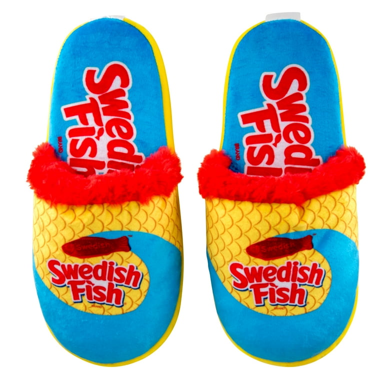 Odd Sox Swedish Fish Slippers Large– Officially Licensed Fuzzy