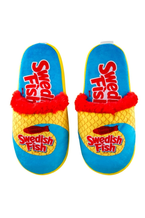 Swedish Fish Slippers Medium– Officially Licensed Fuzzy Slip-On House Shoes for Men & Women