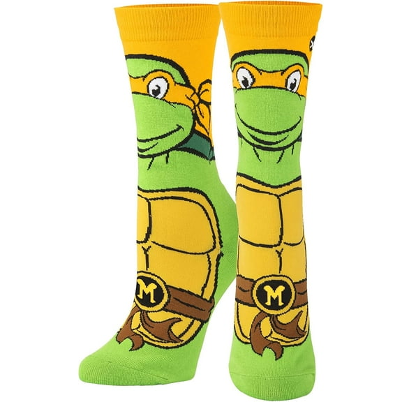 ODD SOX, TMNT, Michelangelo Nickelodeon Cartoon, Fun Cute Socks for Women, 5-10