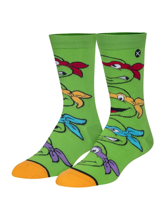 Turtle Boys TMNT Nickelodeon Cartoon Crew Socks, Size Medium