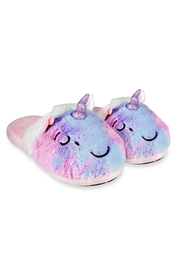 , Unicorn, Fun Indoor Novelty Slippers, Big Fuzzy Cozy, Large