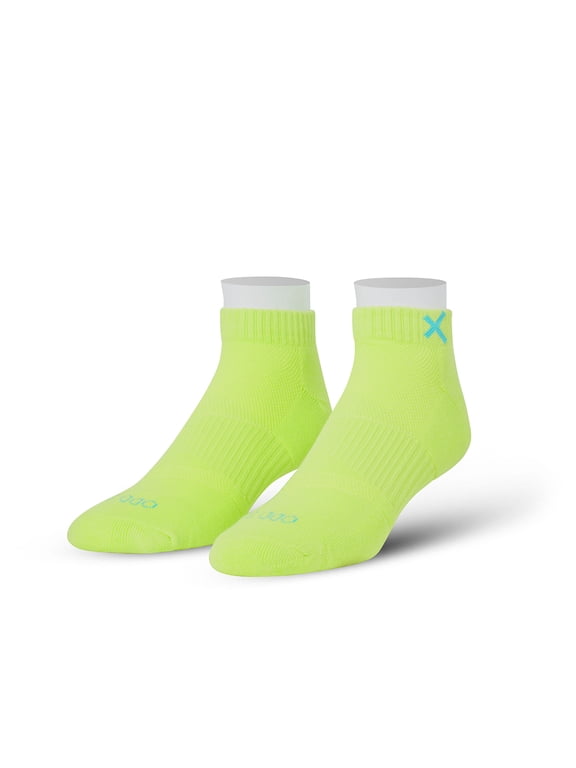 Basix – Large Unisex Ankle Socks – Neon Yellow – Soft Breathable Cushion, Everyday Comfort