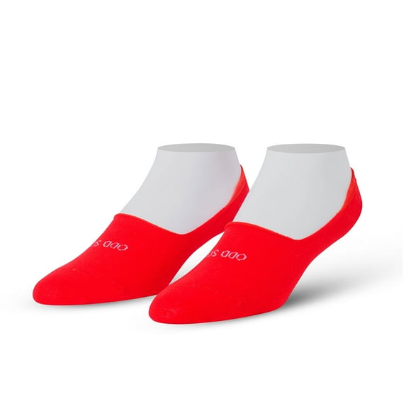 ODD SOX – Basix Unisex Large No Show Socks – Red – Soft Cotton Blend Low Profile Athletic Socks –