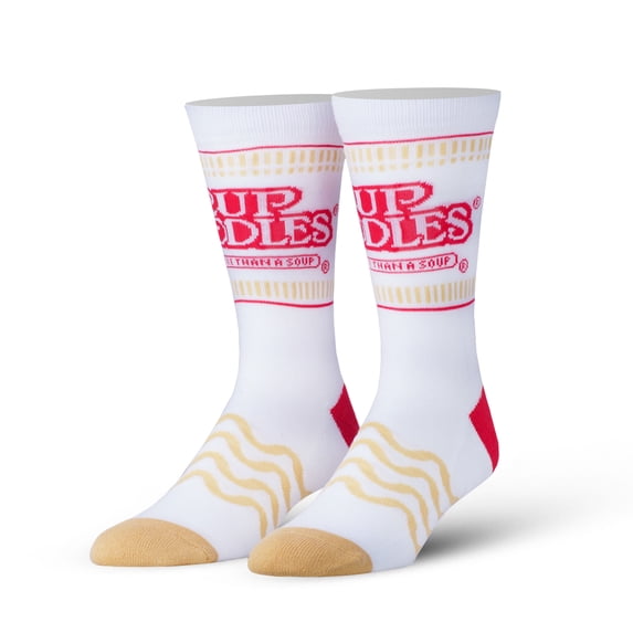 ODD SOX – Cup Noodles Ramen Crew Socks – Food Graphic Novelty Socks – Medium – Funny Gift Socks for