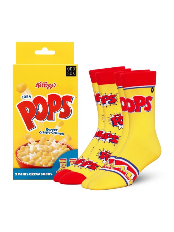 ODDMART by ODD SOX Corn Pops Cereal Breakfast Crew Socks, Size Large