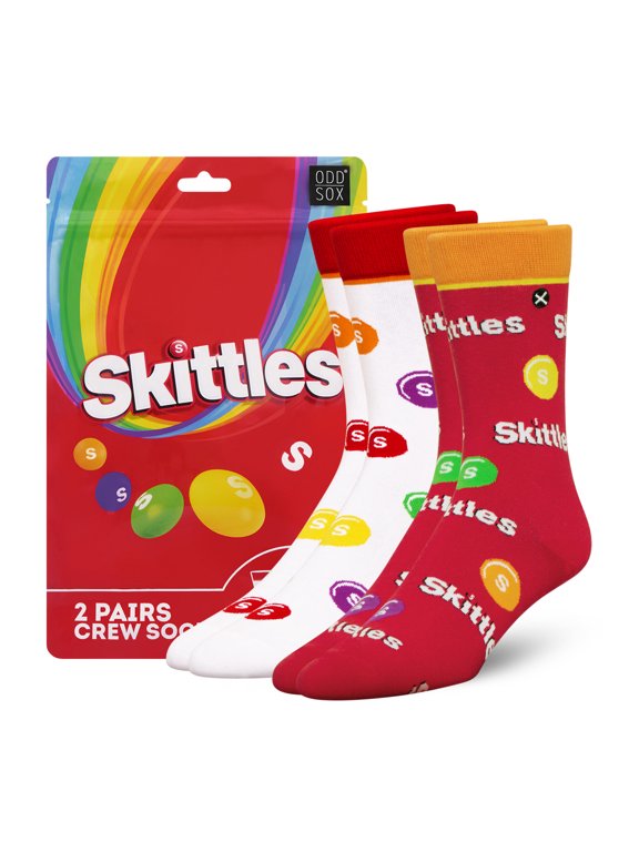 ODDMART by ODD SOX Skittles Candy Sweets Crew Socks, Size Large