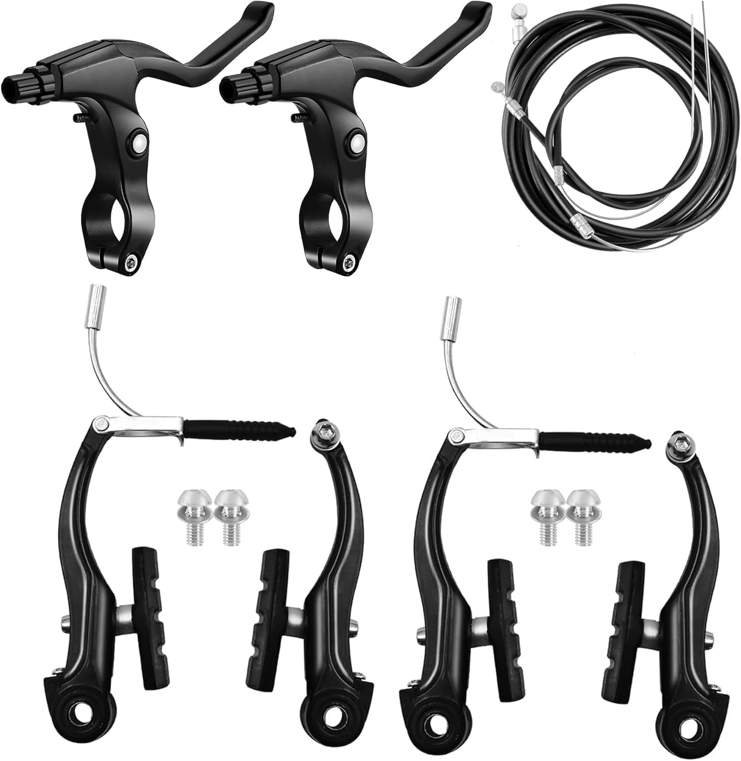 Bike Brakes Set,ODDPC Complete Brake kit for Most Bicycles Mountain Bike, Front and Rear Bike MTB Hybrid Brake, Cables Lever Kit - Black
