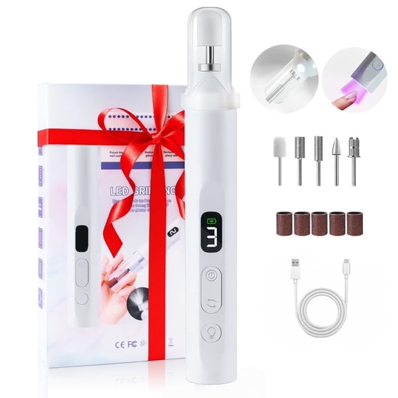 ODDPC Professional Electric Nail Drill Kit, Portable Nail Tools, Nail Sander with UV Nail Lamp and Lighting,Nail File for Acrylic Nail Kit, for Nail Care Beauty Home Salon -White