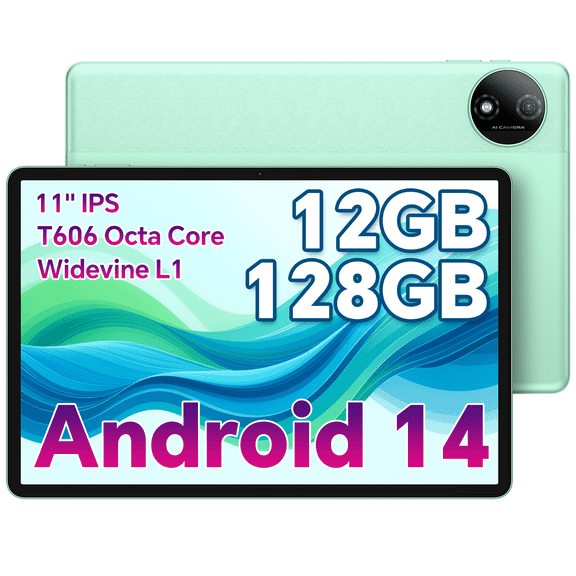 ODEA 11 Inch Tablet, A11 Android Tablets with Octa-Core Processor, 12GB RAM 128GB ROM(1TB Expand), 7000mAh, Widevine L1, Face ID, IPS Touchscreen, 5G WiFi, 13+5MP, GPS