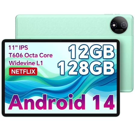 ODEA 11 Inch Tablet, A11 Android Tablets with Octa-Core Processor, 12GB RAM 128GB ROM(1TB Expand), 7000mAh, Widevine L1, Face ID, IPS Touchscreen, 5G WiFi, 13+5MP, GPS