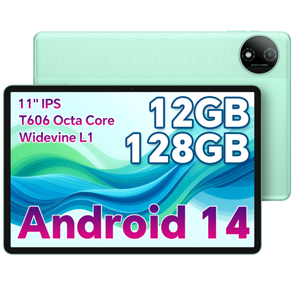 ODEA 11 Inch Tablet, A11 Android Tablets with Octa-Core Processor, 12GB RAM 128GB ROM(1TB Expand), 7000mAh, Widevine L1, Face ID, IPS Touchscreen, 5G WiFi, 13+5MP, GPS