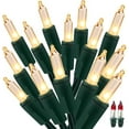 thumbnail image 1 of ODEETRONIC Christmas Lights, 21.63ft 100 Count Incandescent Clear Christmas Lights, UL Certified Outdoor Mini Clear Light Connectable, Green Wire Tree Light Indoor for Home Party Decor, Warm White, 1 of 10