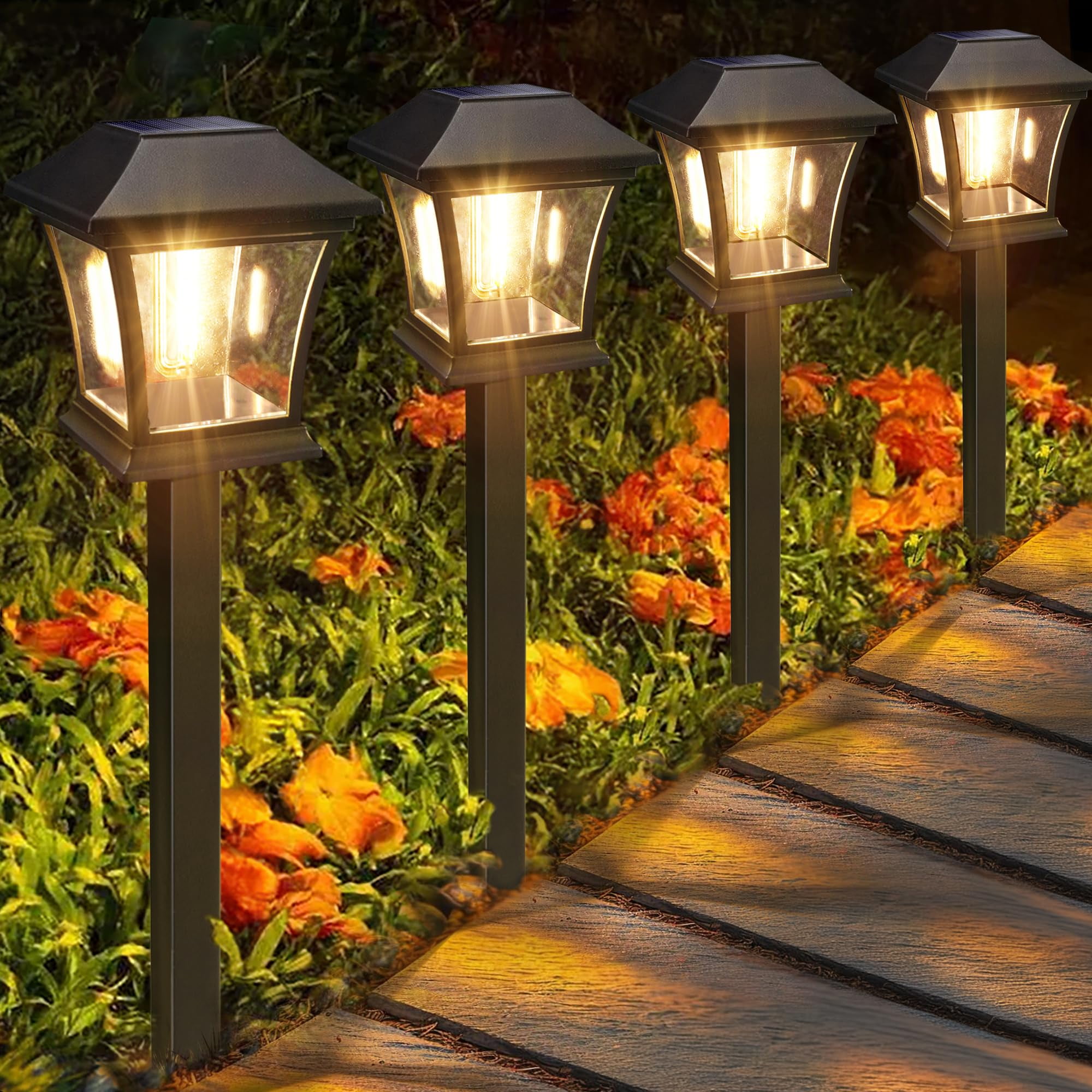 Fanhua-Halloween Pathway Lights, 7.54ft 3 Pack Candle Flame Orange Lights Outdoor With Timer - View #3