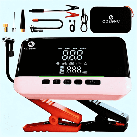 ODEGNC 5000A 20000mAh Portable Jump Starter with Air Compressor, 160PSI Tire Inflator Emergency Kit for Car Truck SUV RV