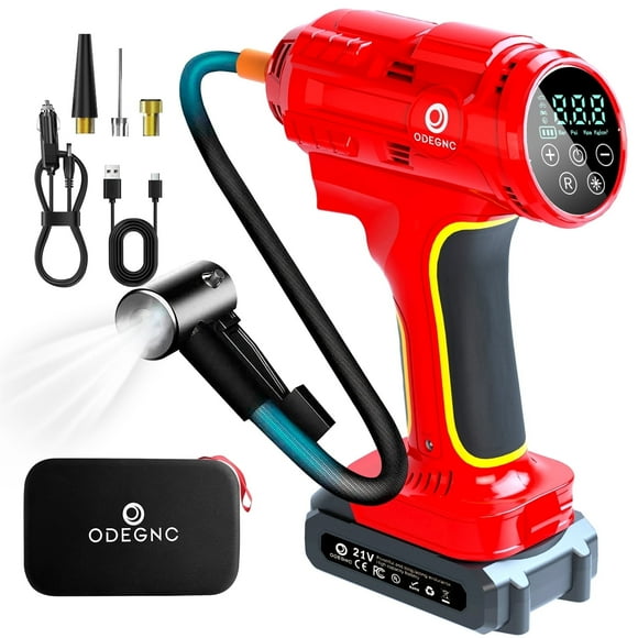 ODEGNC 160PSI 10000mAh Tire Inflator: 21V Dual-Power Air Compressor with LED & SOS for Car, SUV, Truck, RV