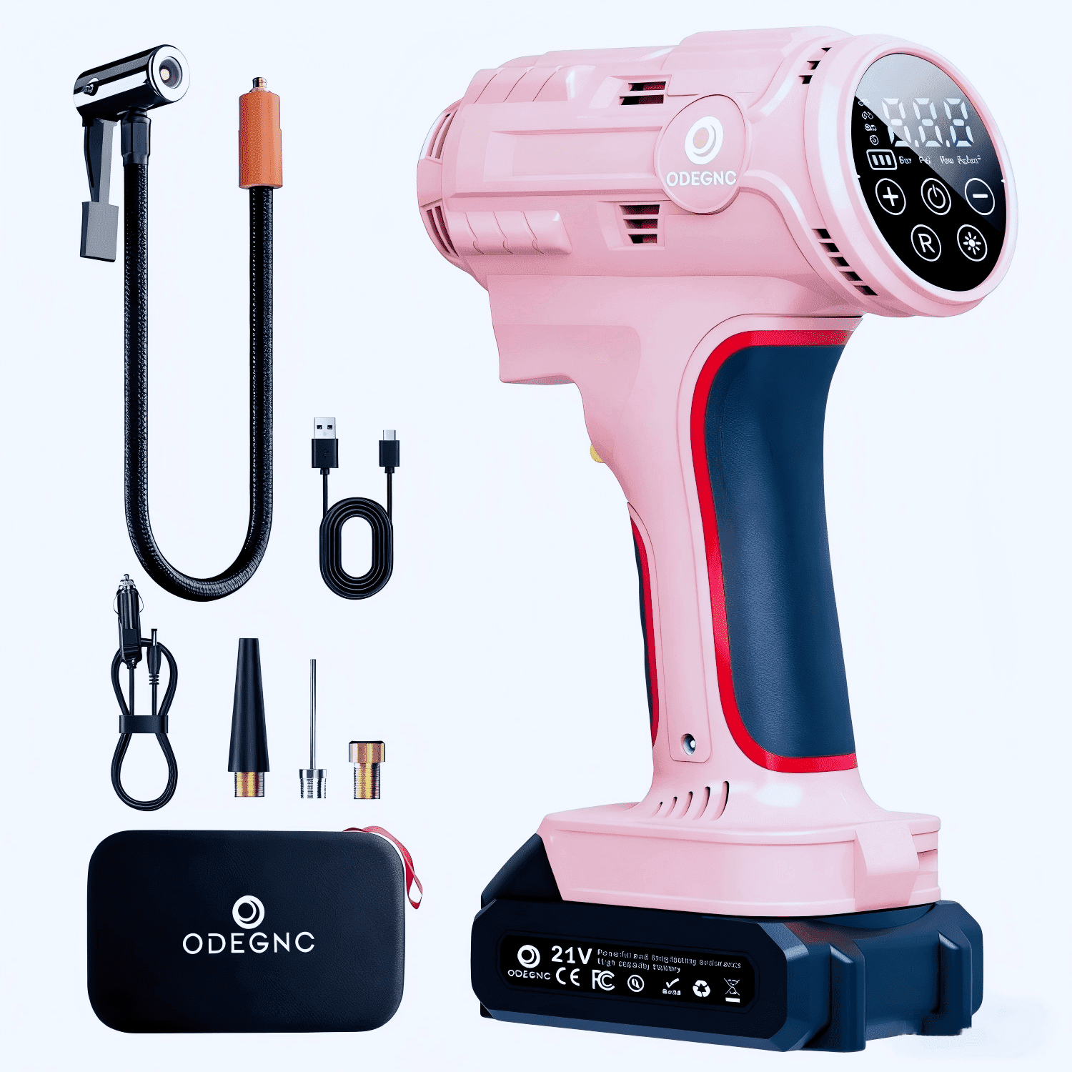 ODEGNC 21V 160PSI Cordless Tire Inflator, 10000mAh Portable Air Compressor, Auto Shut-off, 12V DC Car Air Pump for Vehicle